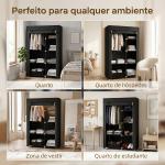 Roupeiro de Tecido Dobrável com 6 Prateleiras e 1 Barra de Pendurar para Dormitório Vestidor 103x43x162,5 cm Preto