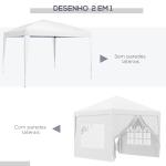 Tenda de Jardim com Paredes Laterais Amovíveis Janelas Porta com Zíper e Bolsa de Transporte 295x295x196 - 258 cm Branco