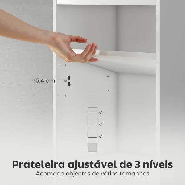 Estante de 7 Níveis Estante para Livros com Prateleiras Ajustáveis e Armário Estante Moderna 40x30x180 cm Branco