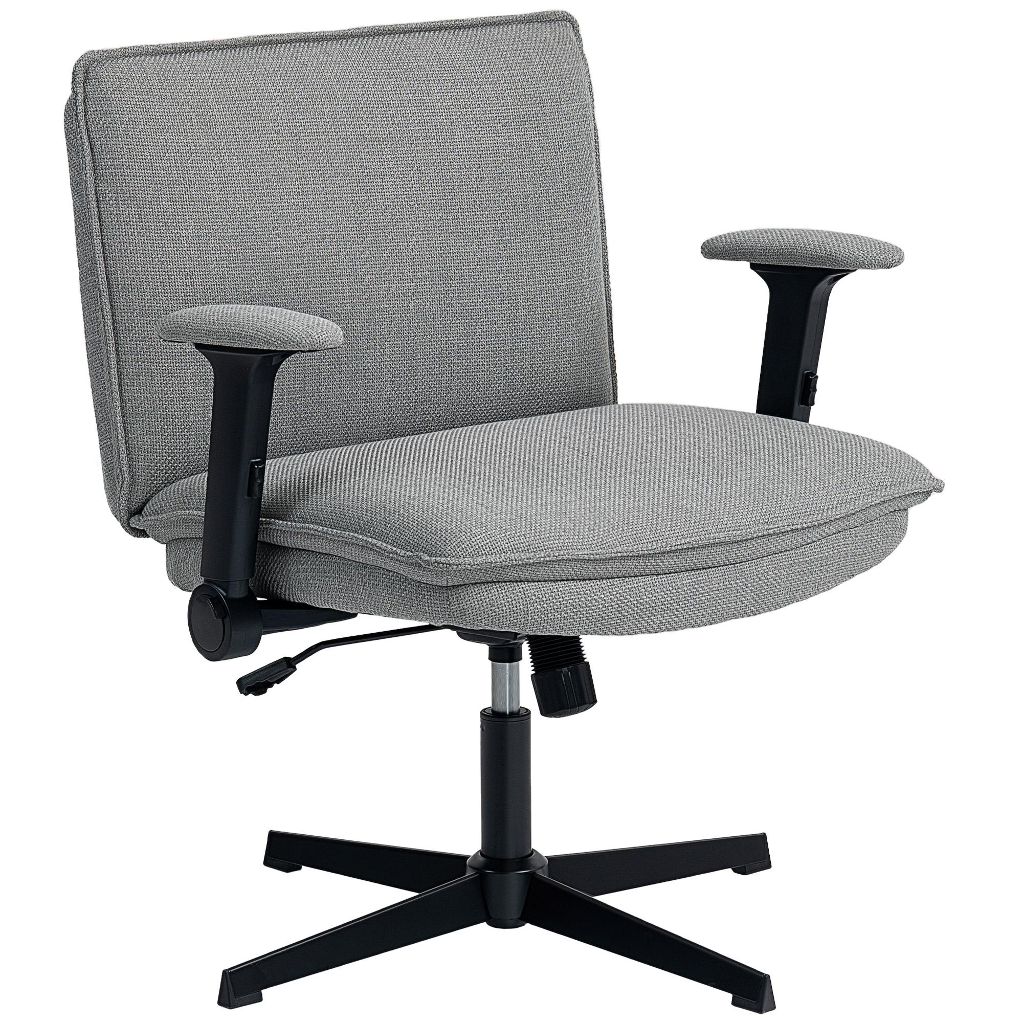 Cadeira de Escritório com Apoios de Braço Rebatíveis Assento Altura Ajustável Função Basculante 76x70x85 - 97 cm Cinzento