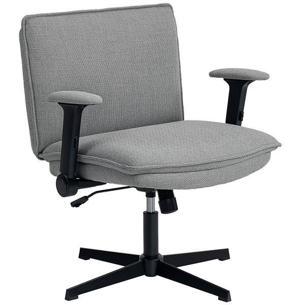 Cadeira de Escritório com Apoios de Braço Rebatíveis Assento Altura Ajustável Função Basculante 76x70x85 - 97 cm Cinzento