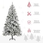 Árvore de Natal Artificial 225 cm com Neve Ignífugo com 1300 Ramos Folhas de PVC Base Dobrável Verde