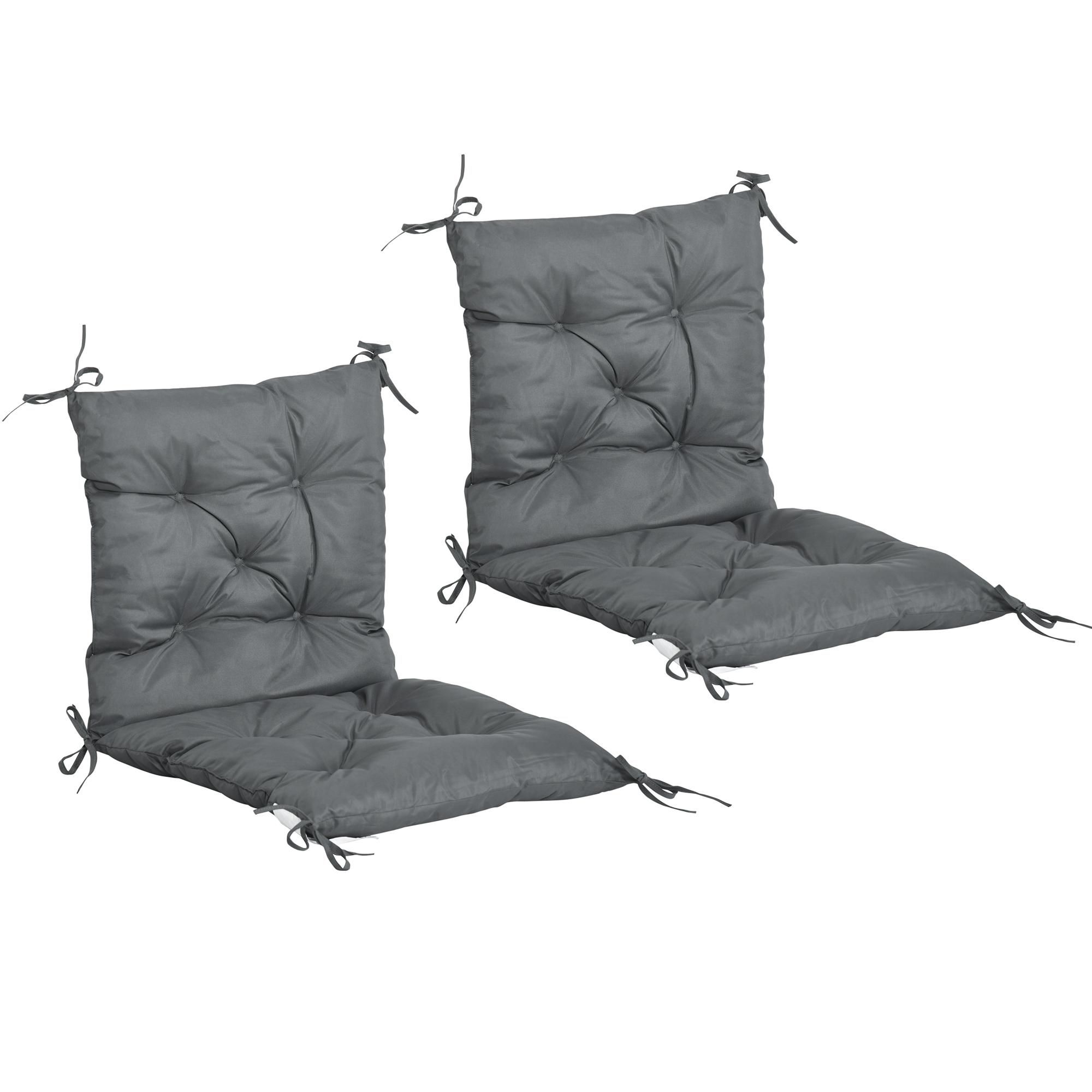 Conjunto de 2 Almofadas de Cadeira 50x98x8 cm Almofadas de Cadeira de Exterior para Jardim Terraço Varanda Cinza Escuro