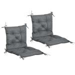 Conjunto de 2 Almofadas de Cadeira 50x98x8 cm Almofadas de Cadeira de Exterior para Jardim Terraço Varanda Cinza Escuro