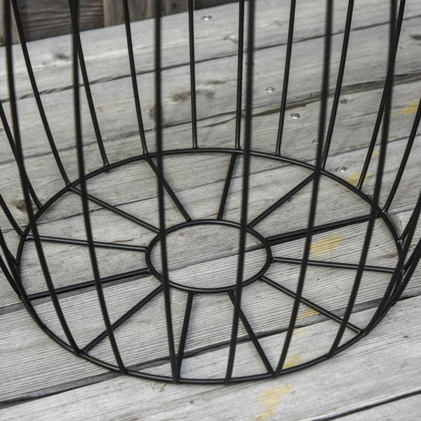 Conjunto de 3 Mesas de Jardim Empilháveis Mesas Auxiliares Redondas com Estrutura Metálica e Tampo Imitação Vime Preto