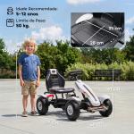 Kart a Pedais para Crianças com Assento Ajustável Pneus de Goma Travão de Mão para Crianças de 5 - 12 Anos 121x58x61 cm Branco