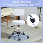 Banco Giratório Banco com Rodas e Encosto Banco de Trabalho com Altura Ajustável 78 - 93 cm Estofado em Couro Sintético Branco