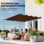 Telhado de Reposição Retrátil 3x2,5 m para Estrutura de 3x2 m Tecido Apenas para Pérgola Jardim com 8 Orifícios Castanho