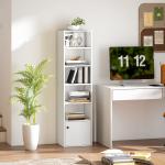 Estante de 6 Níveis Estante para Livros com Prateleiras Ajustáveis e Armário Estante Moderna 40x30x156 cm Branco