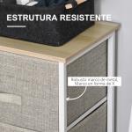 Mesa de Cabeceira com 3 Gavetas de Tecido para Dormitório Sala de Estar Corredor 45x30x71 cm Cinza e Branco