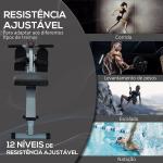 Máquina de Remo com Ecrã LCD para Academia Exercícios de Musculação ou Resistência Carga Máxima 100kg 130x47,5x67cm Cinza