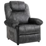 Poltrona Relax Reclinável com Apoio para os Pés Retrátil Encosto Alto Bolso Lateral Acolchoado Grosso 88x91x108 cm Preto