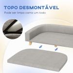 Sofá para Cães Cama Elevada para Cães Estofada com Almofada Lavável e Pés de Madeira de Pinho 98x67x25 cm Cinza