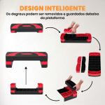 Step para Exercício Aeróbico Plataforma Step com Altura Ajustável em 3 Níveis 80x31x10 - 20 cm Vermelho e Preto
