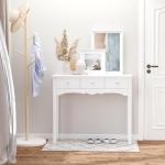 Mesa Consola Elegante Móvel de Entrada com 3 Gavetas 100x32x85cm Branco