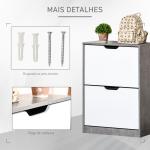 Sapateira Moderna com 2 Prateleiras Abatíveis para 8 Pares de Sapatos Sapateira Estreita 62,5x26x81 cm Cinza