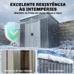 Abrigo de Jardim 2 m² 195x122x181,5 cm Abrigo de Armazenamento Metálico com Porta de Correr e 2 Janelas Cinza Escuro
