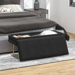 Baú de Arrumação para Quarto 39 L em Veludo com Pés de Aço 100x37,5x42 cm Preto