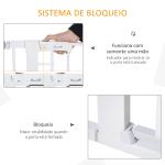 Barreira de Segurança para Cães Animais de Estimação 75 - 96cm para Escadas Portas e Corredores com Fechamento Automático Altura 76cm Branco