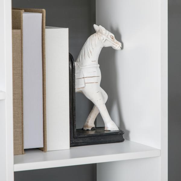 Estante de Madeira Estante para Livros com 1 Gaveta e 9 Compartimentos de Armazenamento 60x26x158cm Branco