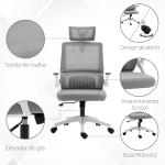 Cadeira de Escritório de Malha Cadeira de Escritório Giratória com Altura e Apoio para a Cabeça Ajustáveis 58x61x102 - 119 cm Cinza