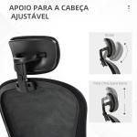 Cadeira de Escritório Basculante com Encosto Alto Apoio para a Cabeça Ajustável e Suporte Lombar 62x64x112 - 120 cm Preto