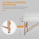 Marquesa de Massagem Dobrável com Estrutura em Madeira, Altura Ajustável e Bolsa de Transporte, 186x60x61 - 87 cm, Creme