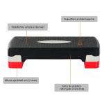 Step para Exercício Aeróbico Plataforma Step com Altura Ajustável em 2 Níveis com Carga Máxima 150kg para Exercício em Academia Casa 68x29x10 - 15cm Preto e Vermelho