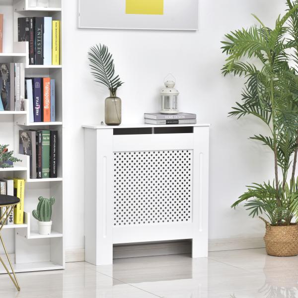 Cobertura de Radiador de MDF Cobertura para Radiador com Prateleira Estilo Moderno 78x19x82 cm Branco