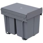 Cubos de Lixo para Cozinha com 3 recipientes de Reciclagem Removíveis 1x20L e 2x10L Metal e Plástico 48x34,2x41,8cm Cinza