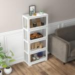 Vitrine Branco de 4 Níveis para Sala de Estar Anti - Tombo 59x30x139 cm com Portas Abatíveis de Acrílico Colecionador