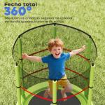 Trampolim Infantil Ø140x190 cm Trampolim para Crianças de 3 - 6 Anos com Rede de Segurança Carga 45 kg para Interior Verde