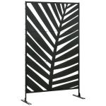 Biombo de 3 Peças Separador de Ambientes com Desenho de Folha de Bananeira Biombo para Exterior 122x45x198 cm Preto