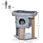 Arranhador para Gatos Pequenos Arranhador para Gatos com Poste de Juta Rampa Caverna e Bola Suspensa 40x40x57 cm Cinza