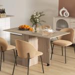 Mesa de Sala de Jantar Dobrável Mesa de Madeira com 2 Prateleiras de Armazenamento e Rodas para Cozinha 75x140x74 cm Madeira