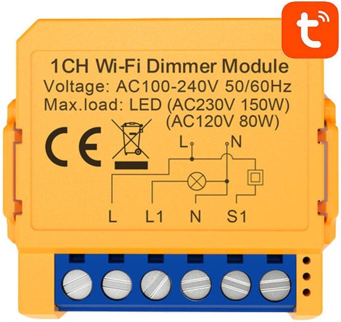 Módulo de Interruptor Inteligente DMS16 - 2 Tuya (Amarelo) - AVATTO