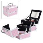 Estojo de Maquilhagem Organizador Cosméticos Profissional 20x15x15cm rosa