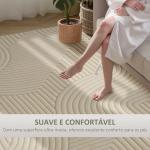 Tapete Sala de Estar 160x120 cm Tapete Pelo Curto Estilo Moderno Base Antiderrapante Tecida à Máquina Creme