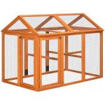 Galinheiro para Exterior 140x88,5x106 cm para 1 - 3 Galinhas com Estrutura de Madeira e 2 Portas com Fechadura Madeira