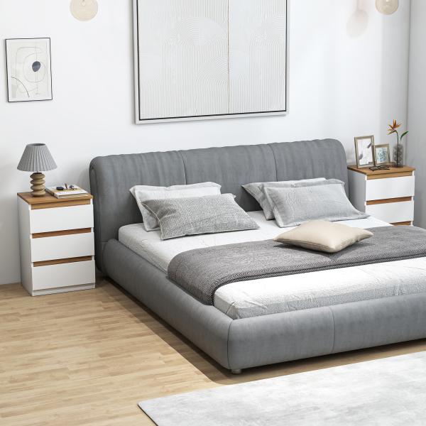 Conjunto de 2 Mesas de Cabeceira com 3 Gavetas Mesas de Cabeceira para Dormitório Estreitas 40x30x59,5 cm Branco