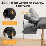Marquesa de Massagem Dobrável Portátil com Altura Ajustável Apoio de Cabeça Apoios de Braço Acolchoados 215x60x64 - 89 cm Cinza