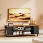 Móvel para TV com Rodas Armário para TV Flutuante com 2 Portas e 2 Prateleiras 120x40x38,5 cm Preto e Nogueira