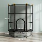 Trampolim para Crianças com Rede de Segurança e Estrutura de Aço para Interiores e Exteriores Carga 50kg Ø140x190 cm Preto
