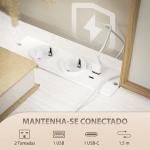 Cómoda com 8 Gavetas Estofada em Borreguito com Estação de Carga Porta USB Tipo - C e Estrutura de Aço 110x30x76 cmCreme