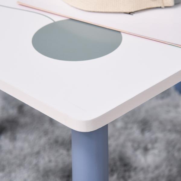 Conjunto de Mesa Infantil e 2 Cadeiras de Madeira Mesa com Cadeiras para Crianças de 2 - 4 Anos Branco e Azul