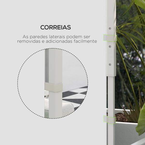 Paredes Laterais para Tenda de 2 Painéis 295x195 cm com Janela Enrolável e Porta com Fecho de Correr para Tenda 3x3 m ou 3x6 m Branco