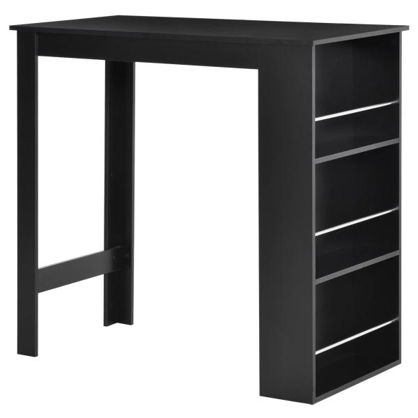 Mesa Bar de Bistrô com 3 Prateleiras com Suporte Estilo Moderno para Cozinha Sala de Estar Estrutura de Melamina 112x57x106cm Preto