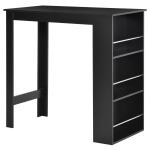 Mesa Bar de Bistrô com 3 Prateleiras com Suporte Estilo Moderno para Cozinha Sala de Estar Estrutura de Melamina 112x57x106cm Preto