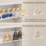 Sapateira Estreita 2 Portas de Alto Brilho com Prateleiras Ajustáveis Design Mármore para 8 Pares de Sapatos 60x24x80 cm Branco