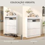 Móvel Sapateira de Entrada com Luzes LED Prateleira Aberta e 2 Gavetas Basculantes para 12 - 16 Pares 80x24x99,5 cm Branco Brilhante
